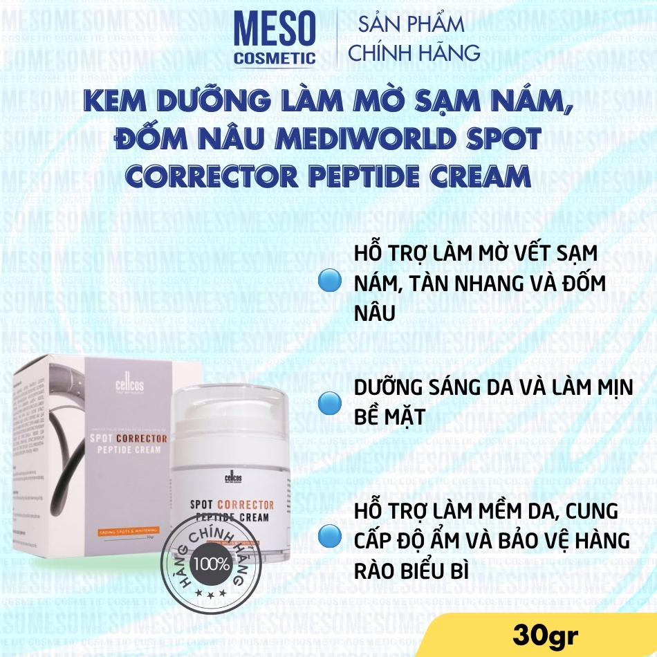 Kem dưỡng làm mờ sạm nám, đốm nâu Mediworld Spot Corrector Peptide Cream